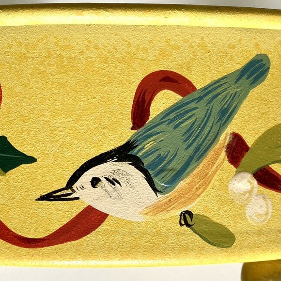 Lenox Winter Greetings Holiday Birds Round Metal Casserole Holder 10" Toleware C - Picture 3 of 12